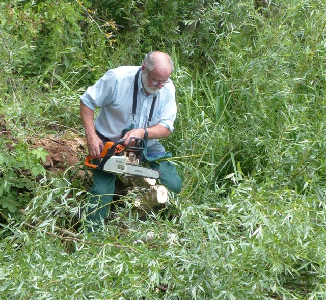 Neil preparing the chain saw